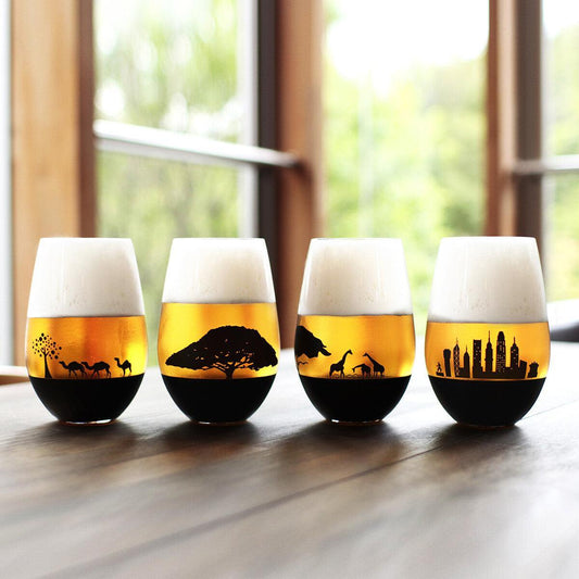 [丸モ高木陶器] 日本製 看日落的玻璃風景啤酒杯