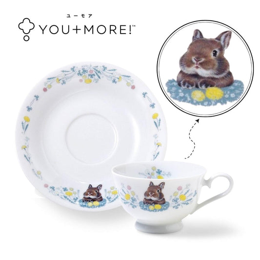 [YOU+MORE!] 日本製 兔兔下午茶時間 茶杯碟組 -棕色兔兔