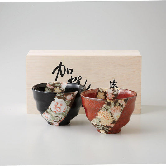 [加賀友禪] 日本製美濃燒 Okonomi花紋對碗禮盒