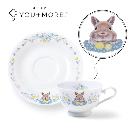 [YOU+MORE!] 日本製 兔兔下午茶時間 茶杯碟組 -橘色兔兔