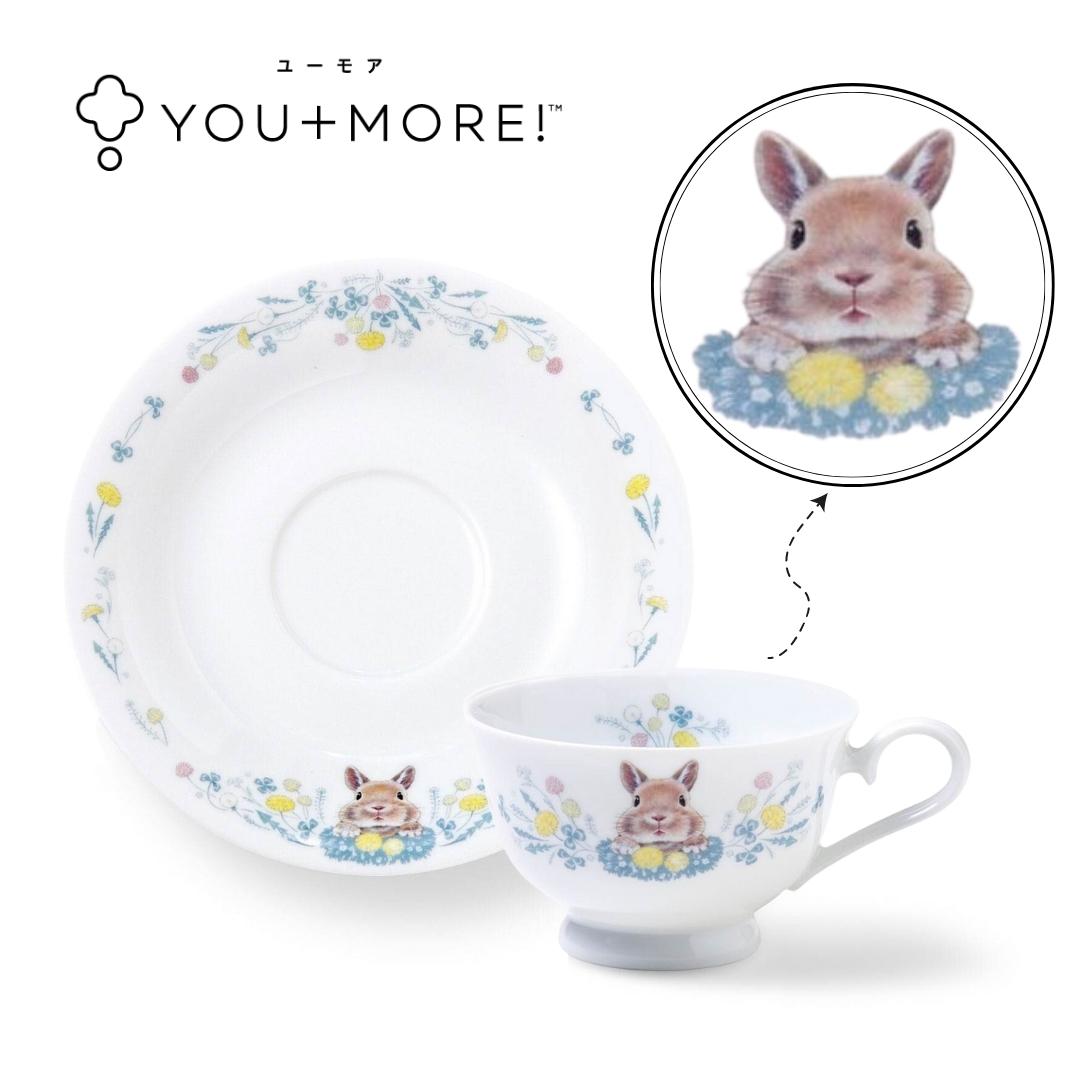 [YOU+MORE!] 日本製 兔兔下午茶時間 茶杯碟組 -橘色兔兔