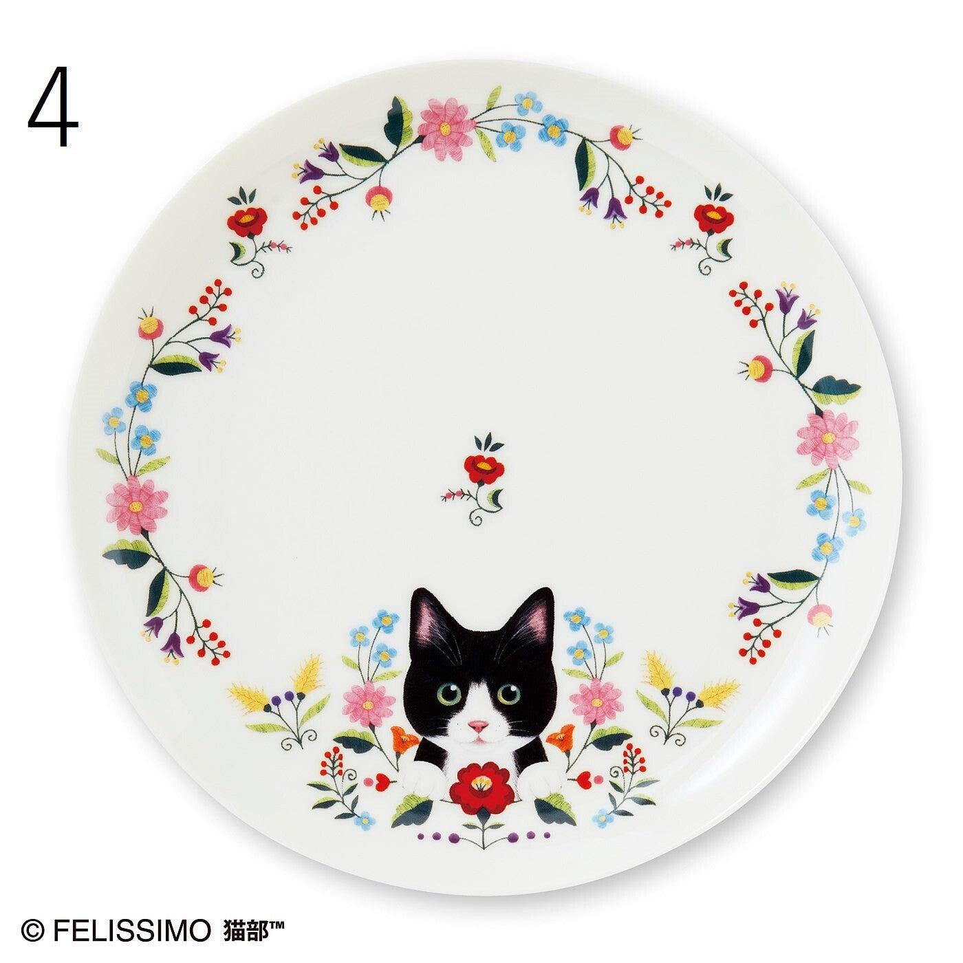 [貓部] 日本製 花與小貓系列21cm陶瓷碟