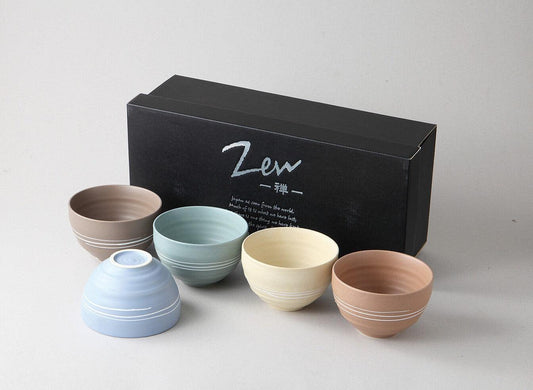 [ZEN-禅-] 日本製美濃燒 五色啞光球型小碗5入禮盒