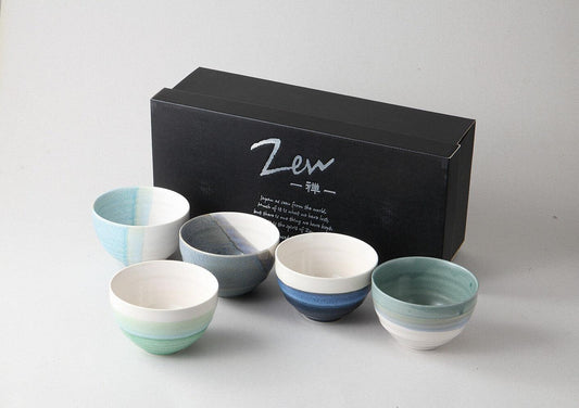 [ZEN-禅-] 日本製美濃燒 湖藍球型小碗5入禮盒